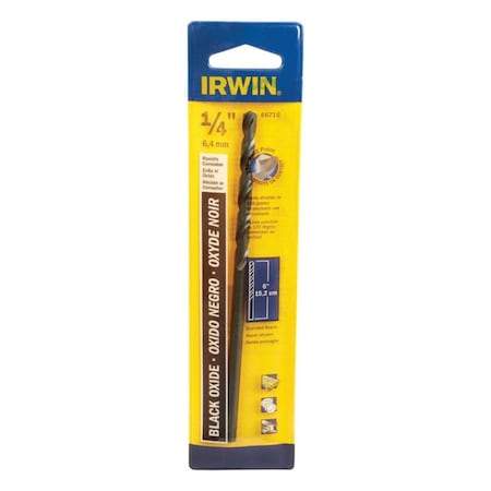 Irwin Irwin 1/4 in. X 6 in. L High Speed Steel Split Point Drill Bit Straight Shank 1 pc 66716